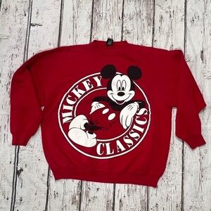 Mickey Mouse Vintage Classic Disney World Cartoon Red 90s Crewneck Sweatshirt